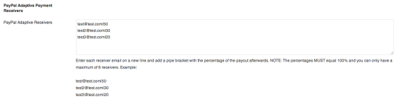 Split up your payments by adding in receivers in the section below the API Credentials.