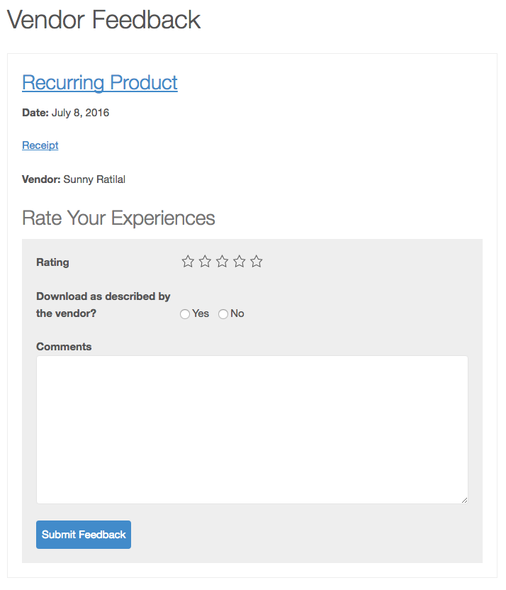 Vendor Feedback Submission Form