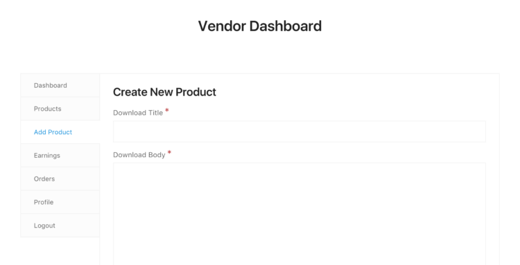 The vendor dashboard's "Add Product" tab in Frontend Submissions