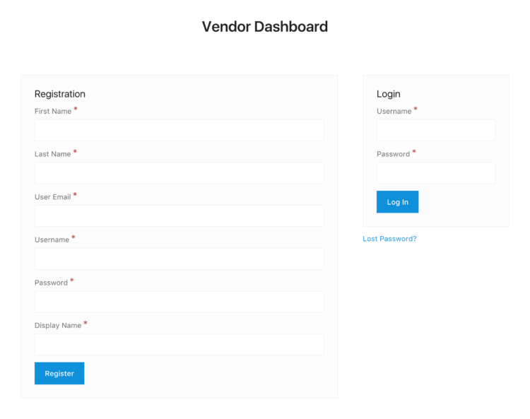 The vendor forms in Frontend Submissions