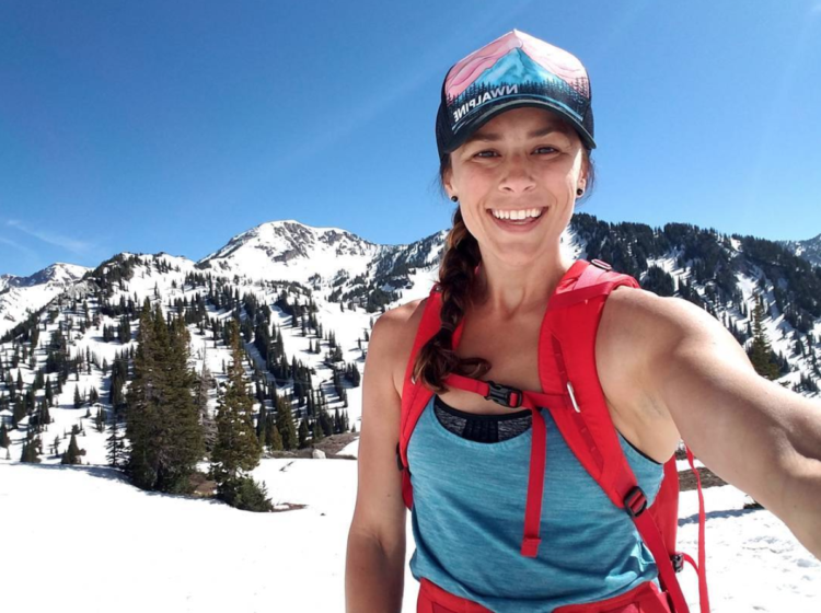 Kate Galliett hiking in the snow