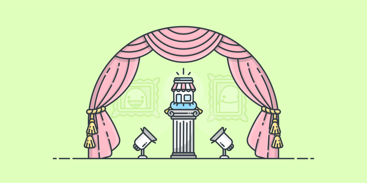 Illustration of spotlight shining on a store