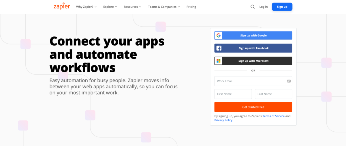 Screenshot - Zapier website