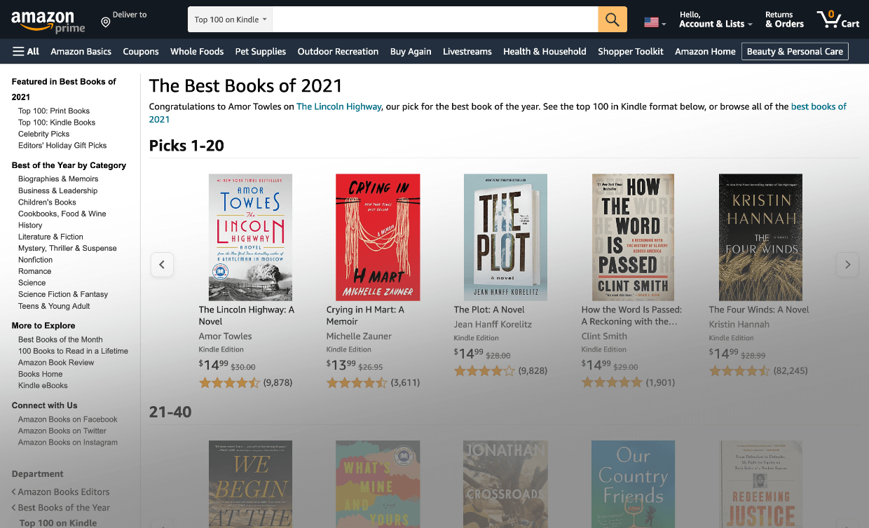 Screenshot: Amazon eBook Marketplace