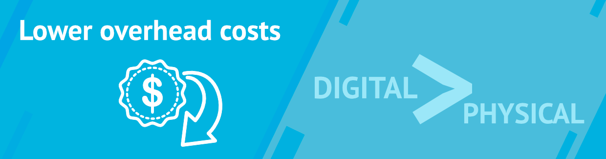Illustration: benefit of selling digital products: low overhead costs