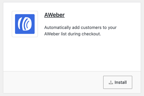 Easy Digital Downloads AWeber extension feature card.