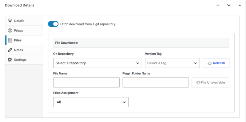 Configuraci	ilde;n de un archivo de producto de descarga en EDD para usar Git Updater