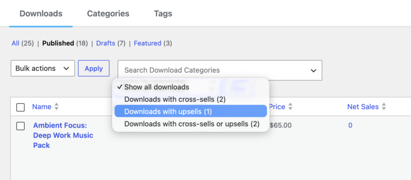 edd-downloads-filter-cross-sells-upsells – Easy Digital Downloads Filtrando downloads por vendas cruzadas e upsells no Easy Digital Downloads.