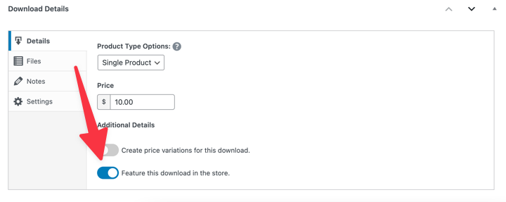 edd-feature-download-in-store-setting – Easy Digital Downloads Option to make a digital product a featured download in Easy Digital Downloads store.