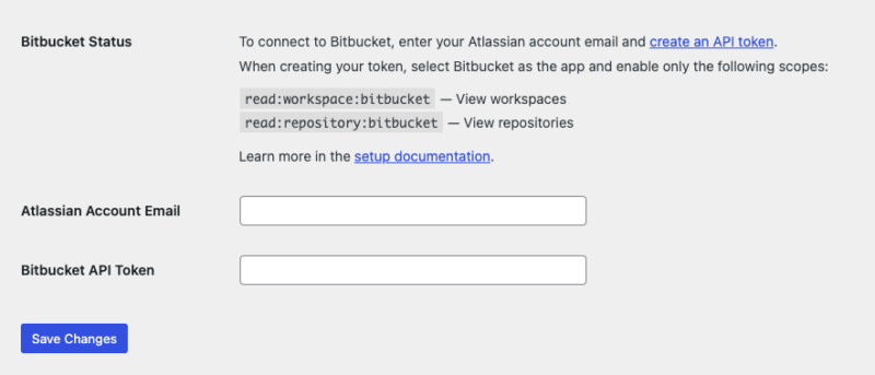 La configuraci	ilde;n del estado de Bitbucket, el correo electr	ilde;nico de la cuenta de Atlassian y el token de API en Easy Digital Downloads.