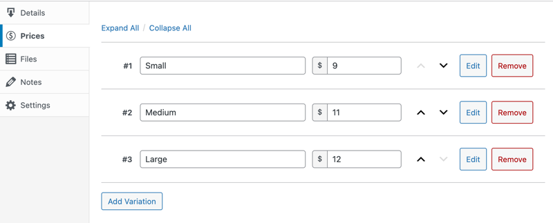 Creating products in EDD with price variations. 