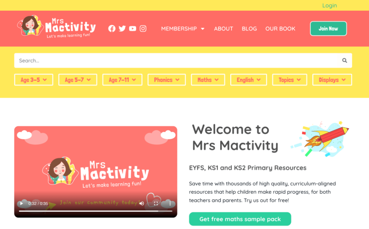 Screenshot: Mrs. Mactivity Sample EDD Site