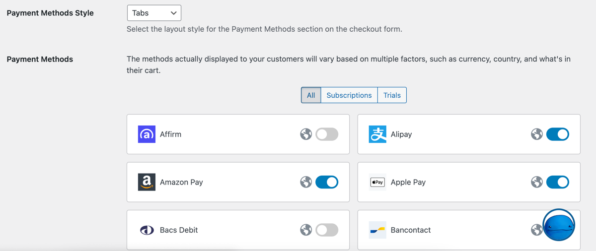 The Stripe Payment Methods settings in Easy Digital Downloads.
