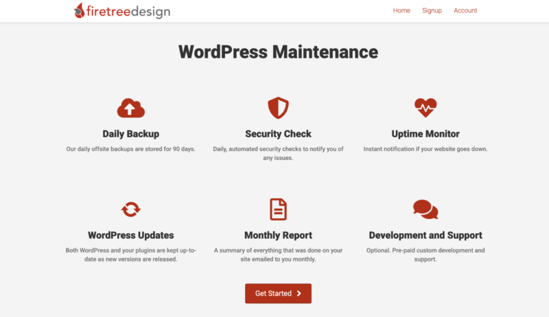 firetreedesign-wordpress-maintenane-services-scaled – Easy Digital Downloads Firetreedesign website that sells services online.