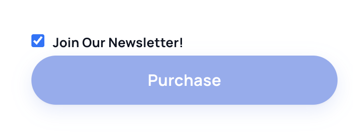 Checkout page showing the Join Our Newsletter signup checkbox above the Purchase button
