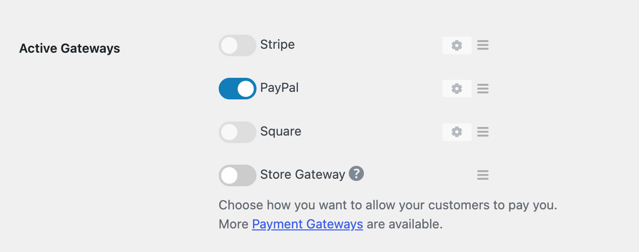 Betaalmethodeninstellingen met PayPal ingeschakeld in Easy Digital Downloads.
