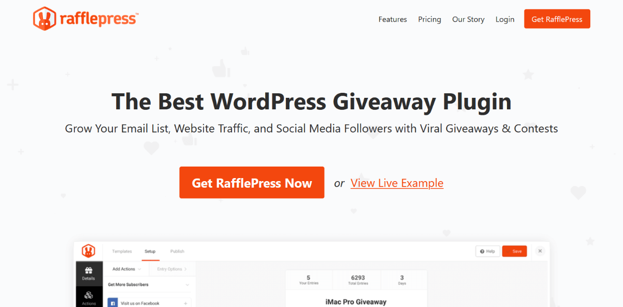 Screenshot: RafflePress home page