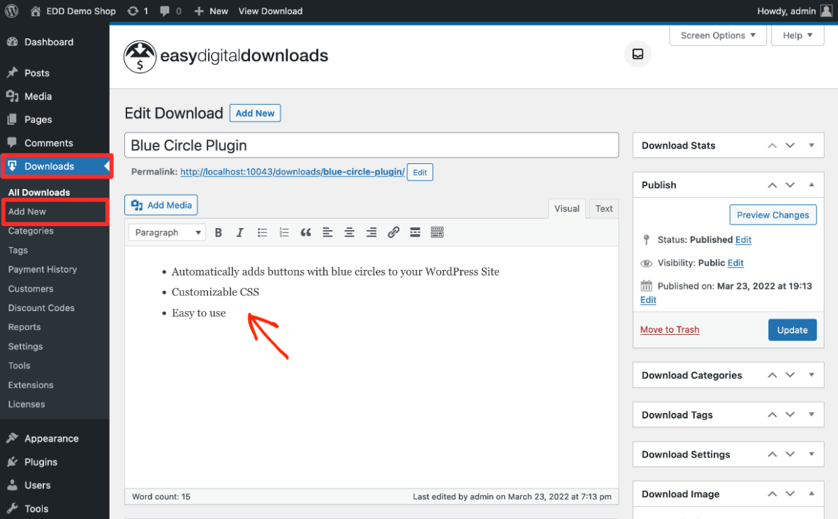 Screenshot: Making EDD Download/Product with Git/GitHub integration | Add description