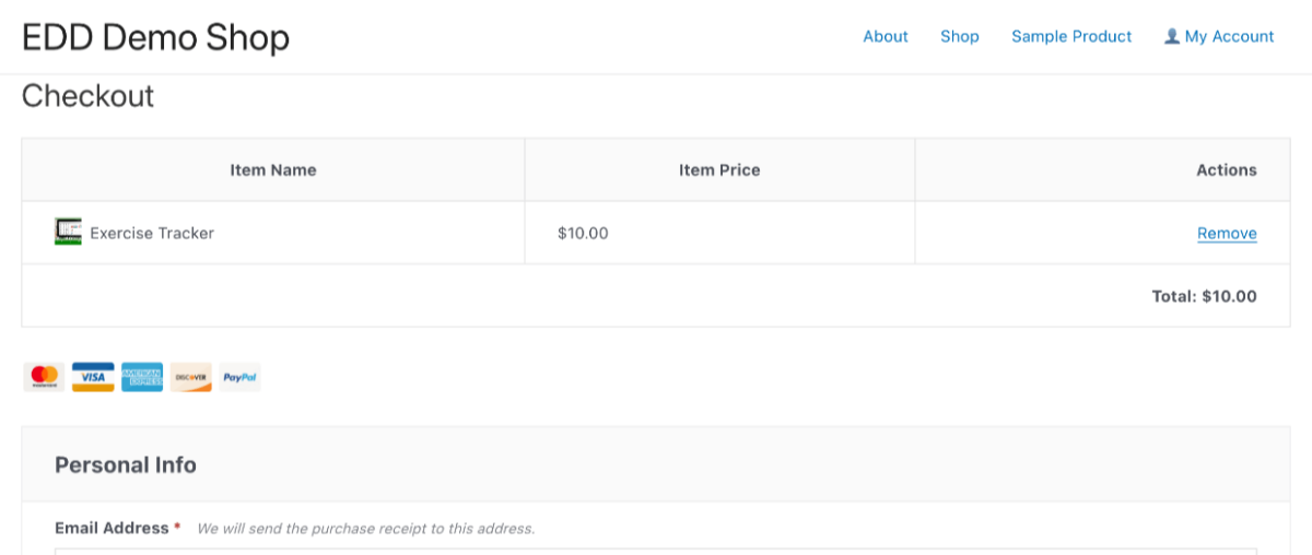 Screenshot: Selling Digital Downloads - EDD Shopping Cart