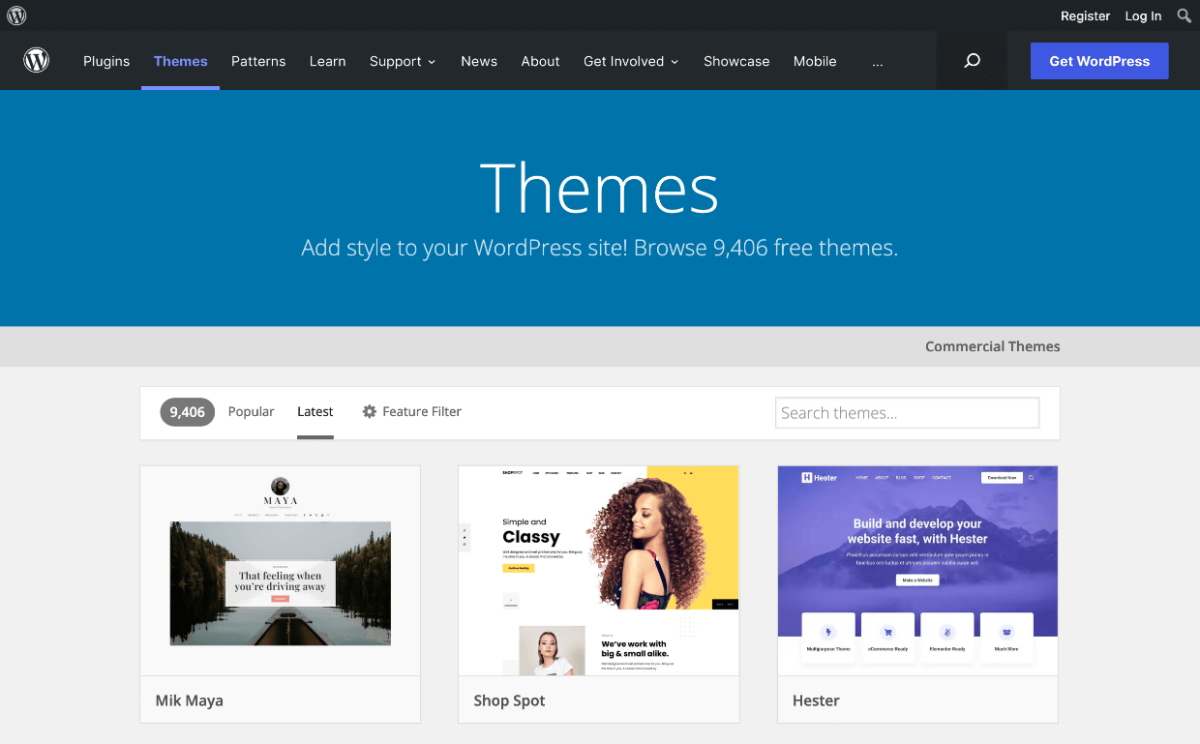 Screenshot: WordPress.org Theme Directory