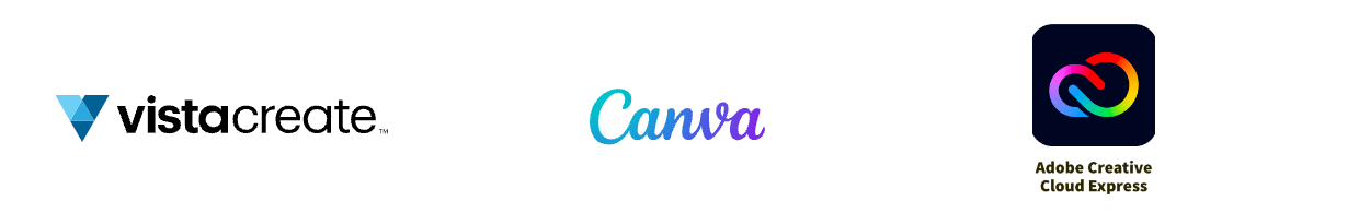 VistaCreate, Canva, and Adobe Creative Cloud Express Logos