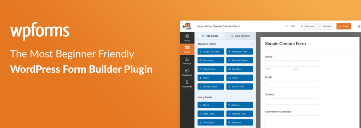 The WPForms plugin banner.