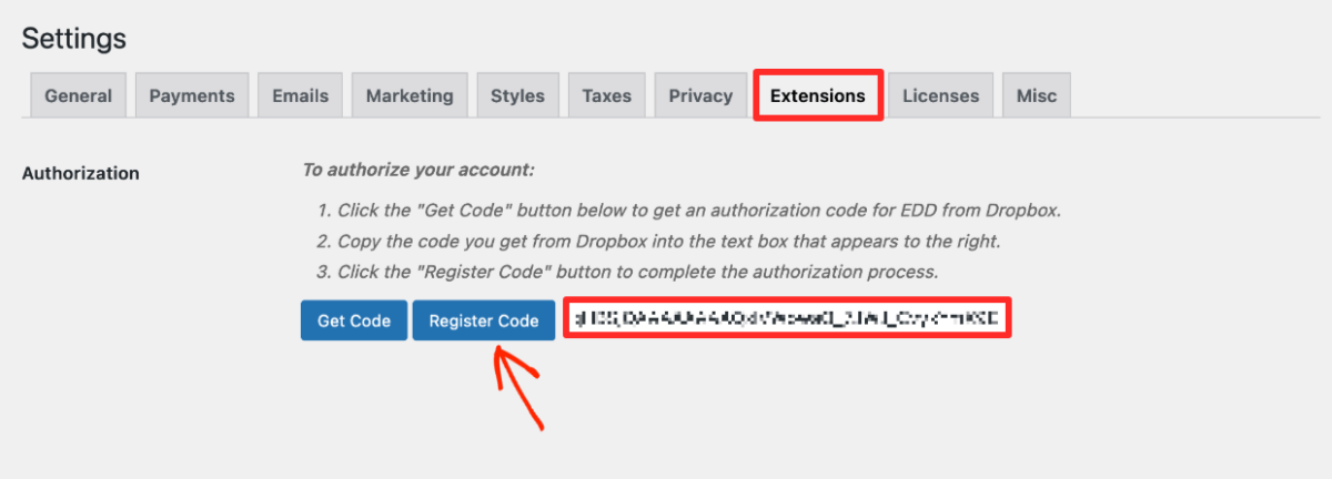Register code to sell digital products with Dropbox and WordPress