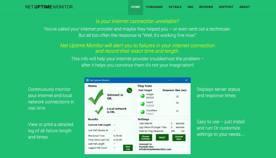 Net Uptime Monitor Homepage screenshot