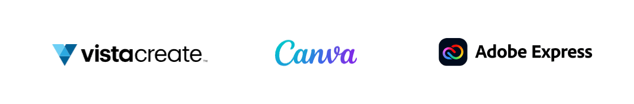 Logos of VistaCreate, Canva, and Adobe Express