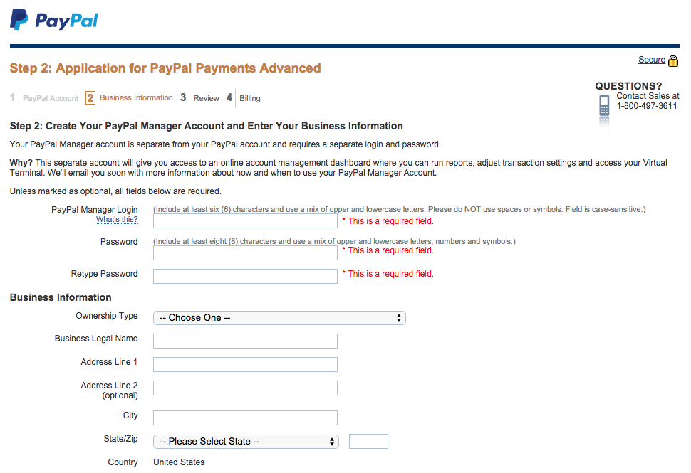 PayPal Payments Advanced Application