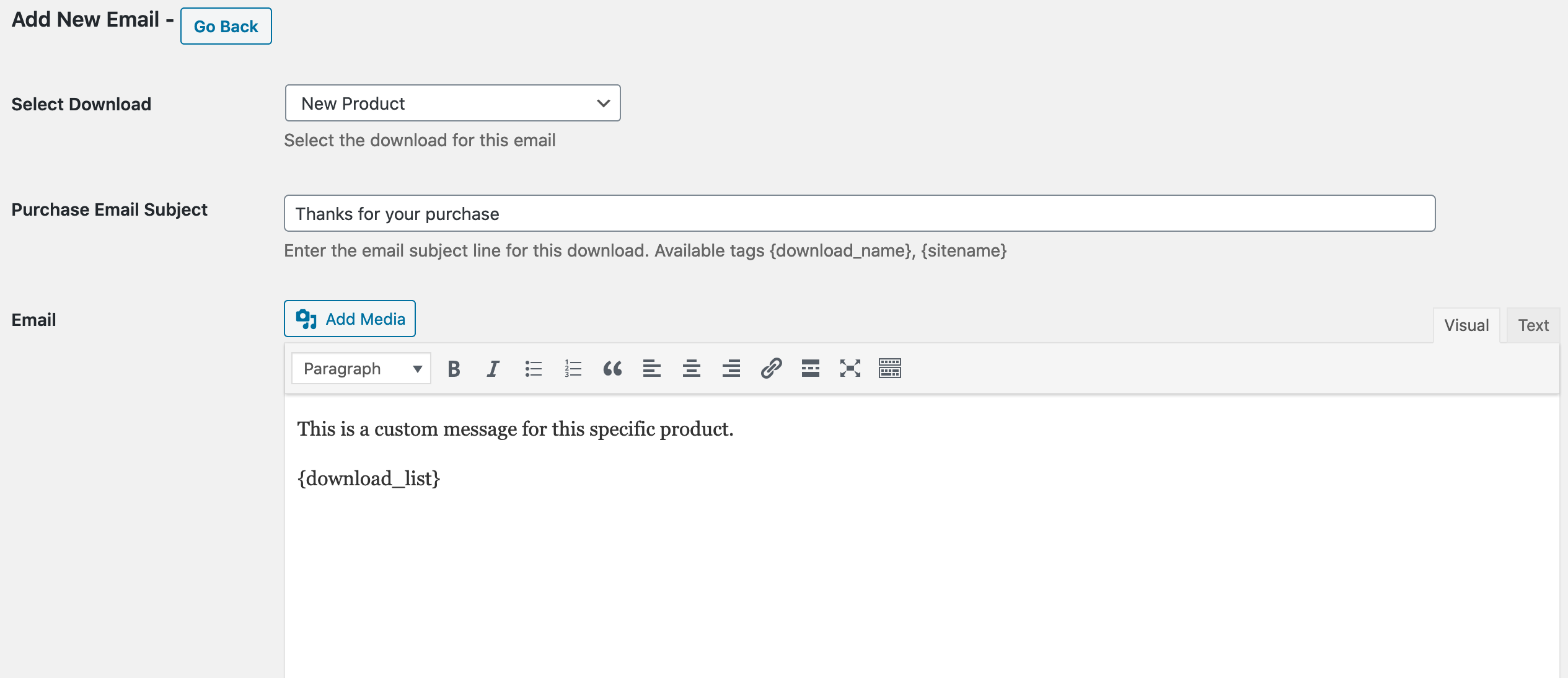 Per Product Emails extension settings.
