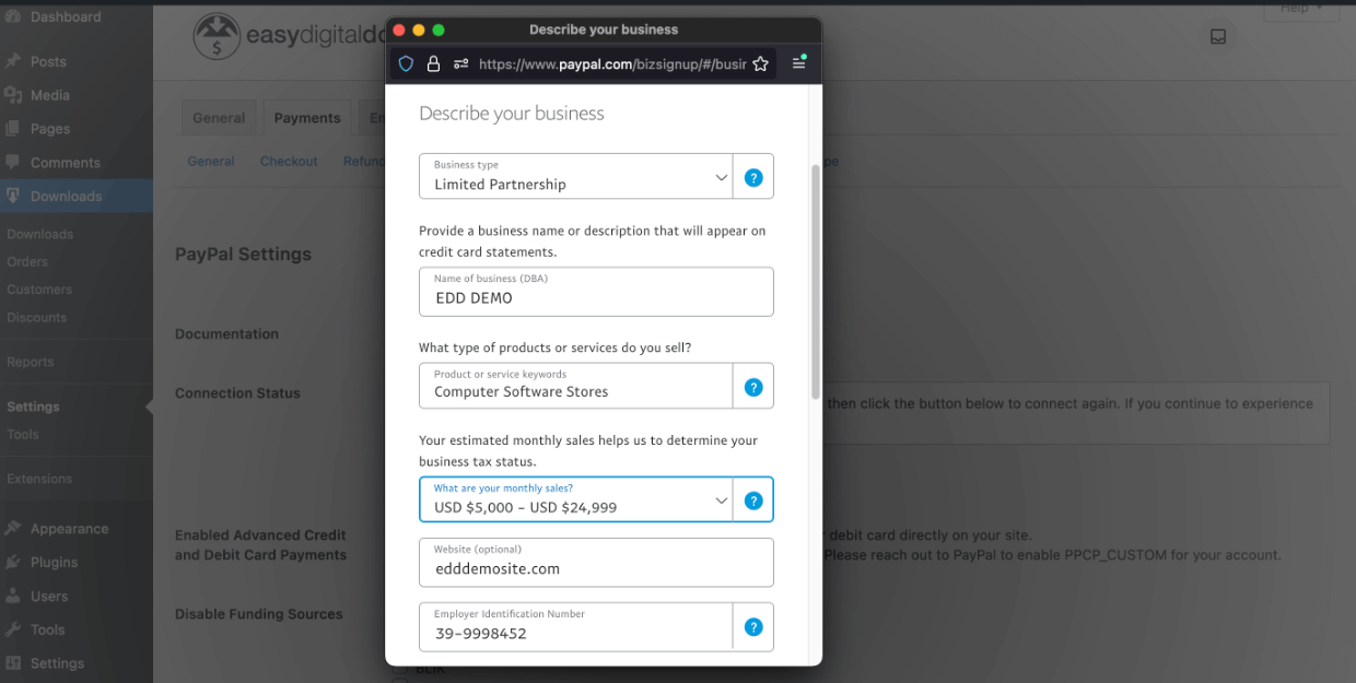 Configuring PayPal Connection