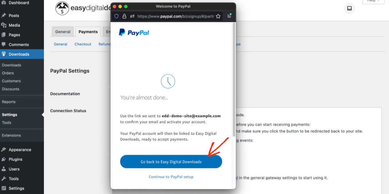 Screenshot: Configuring PayPal Connection 4