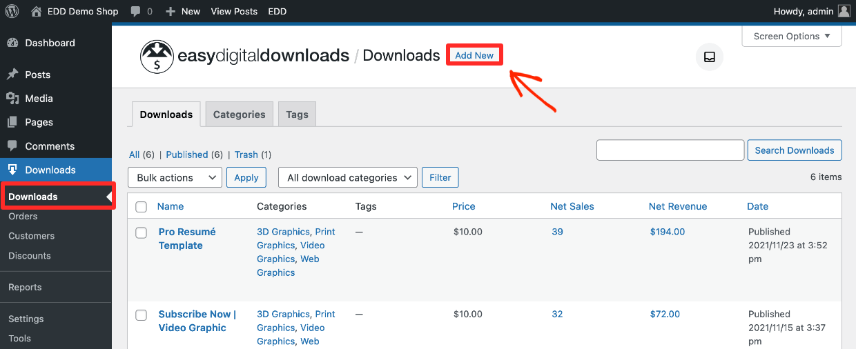 Screenshot: EDD Add New Download