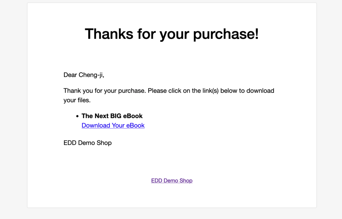 Screenshot: Start an Online Store: Purchase Receipt