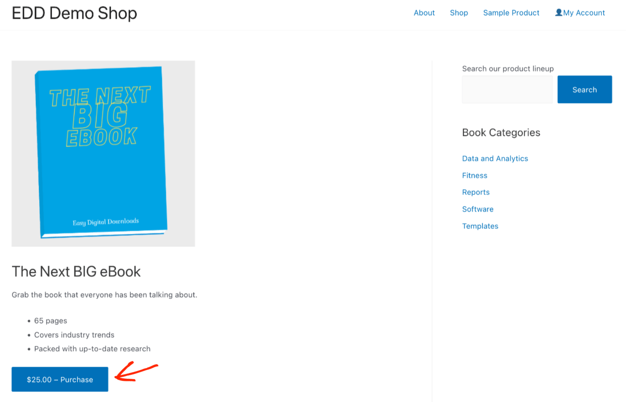 Screenshot: Start an Online Store: eBook on frontend