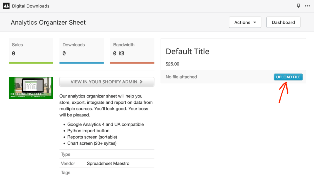 Screenshot: Shopify Upload File Attachment