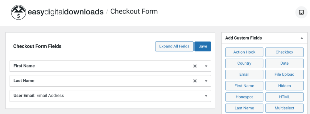 The EDD checkout form.