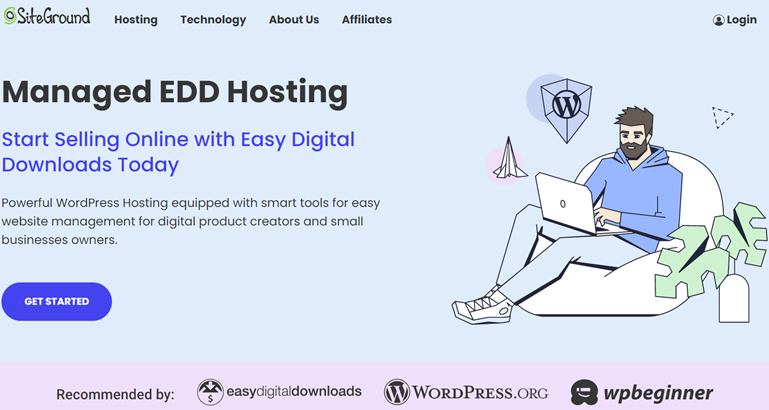 SiteGround Managed EDD Hosting website.