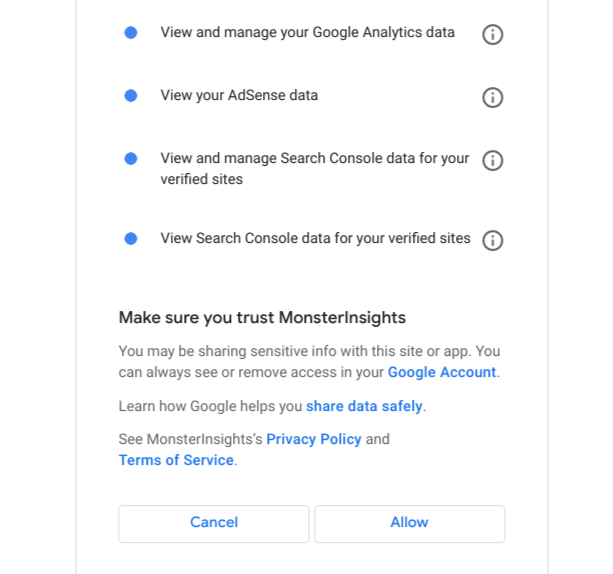 MonsterInsights permissions with WordPress.