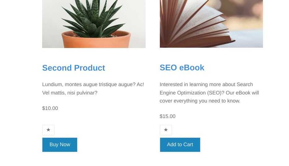 An example of a Buy Now button in WordPress.