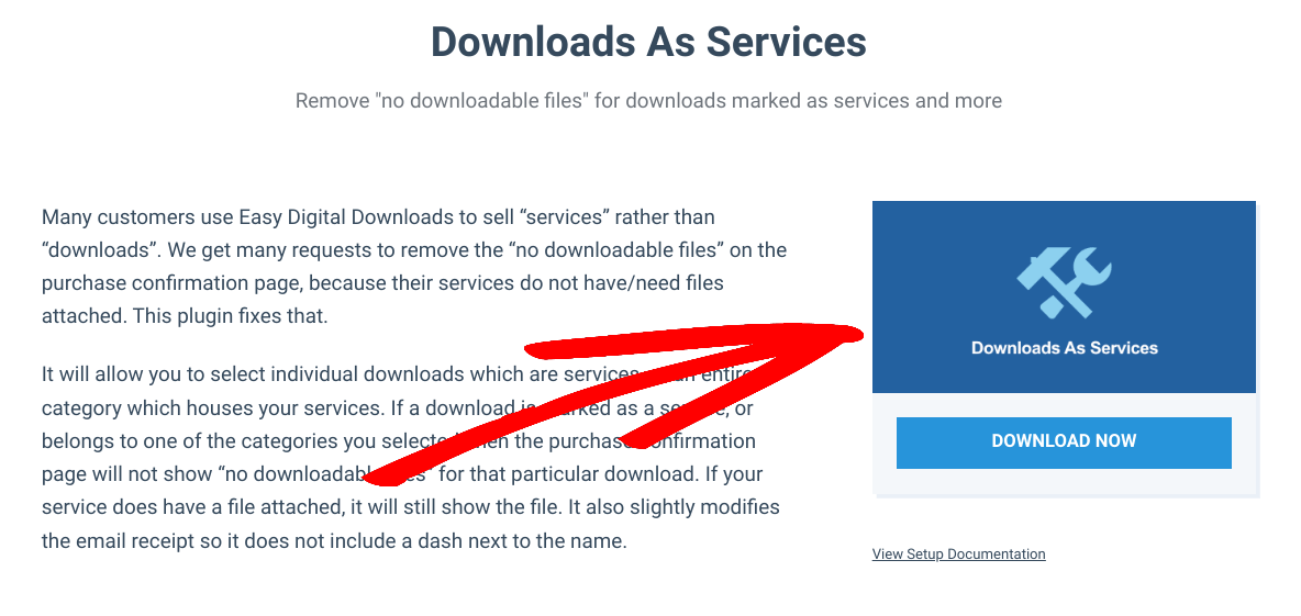 The option to download the Downloads as Services extension.