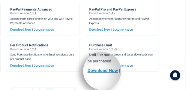 The option to download the Purchase Limit now extension to set link expiration dates in WordPress on products. 