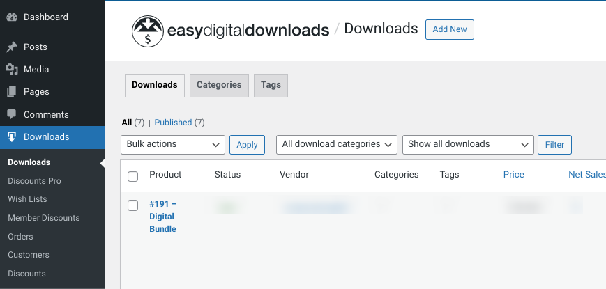 The place to add a new download in EDD.