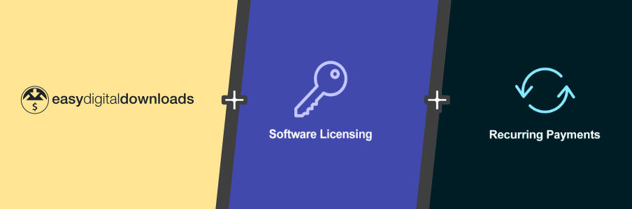 The Software Licensing and Recurring Payments logos that you can use to sell open source software in WordPress.