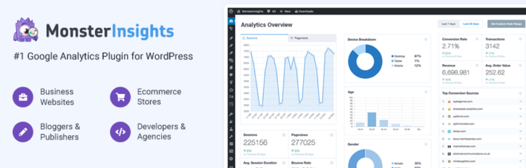 The MonsterInsights plugin banner.