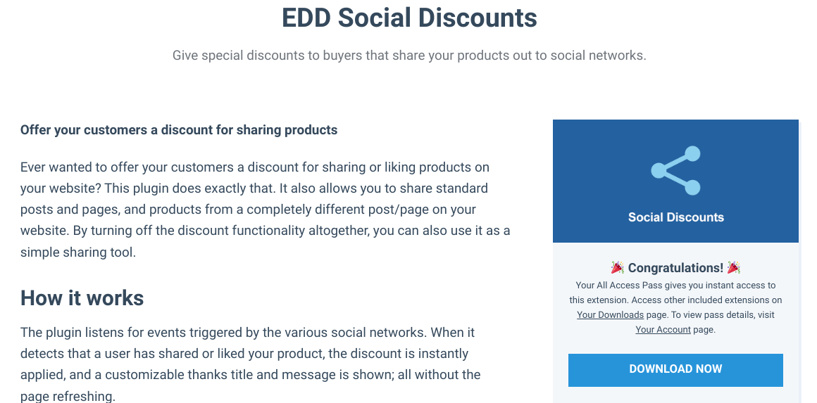 The Social Discounts EDD extension.