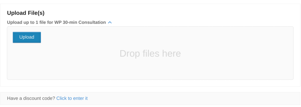 A preview of the Upload File form on a services checkout page.