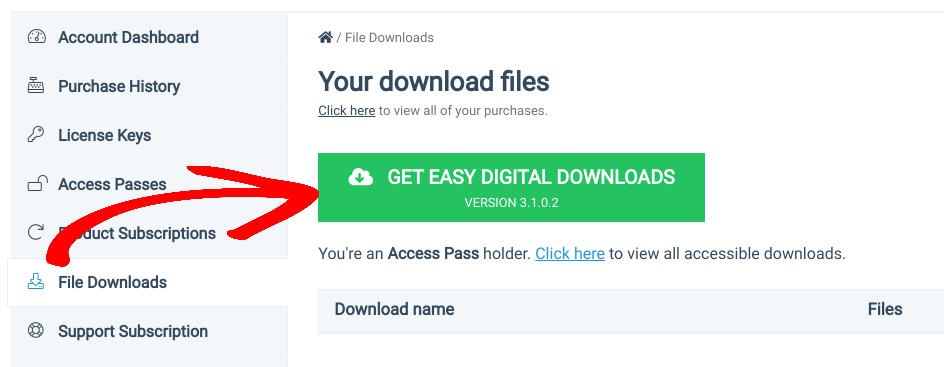 The File Downloads screen in EDD.