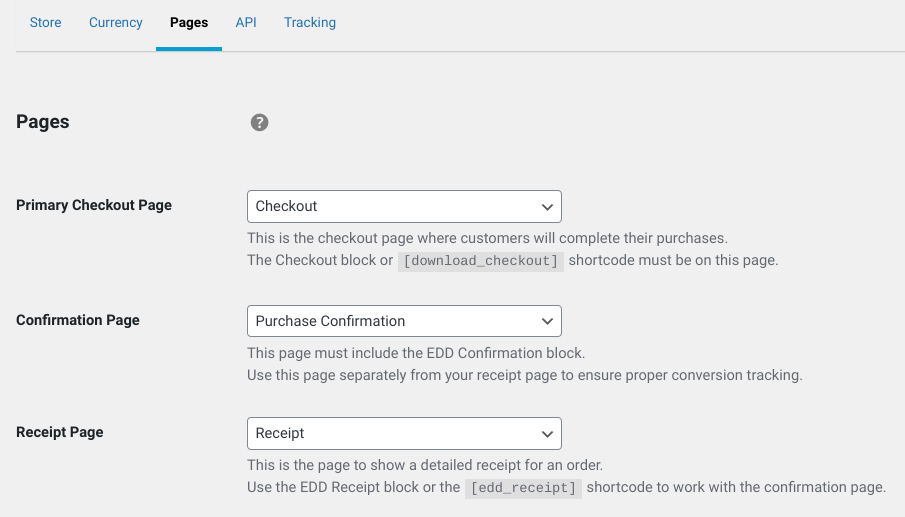 The Easy Digital Downloads Pages.